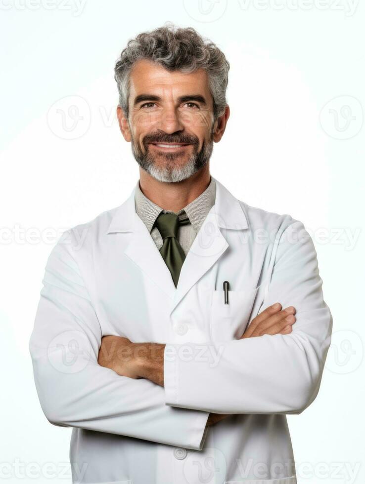 AI generated Professional pharmacist in white background photo