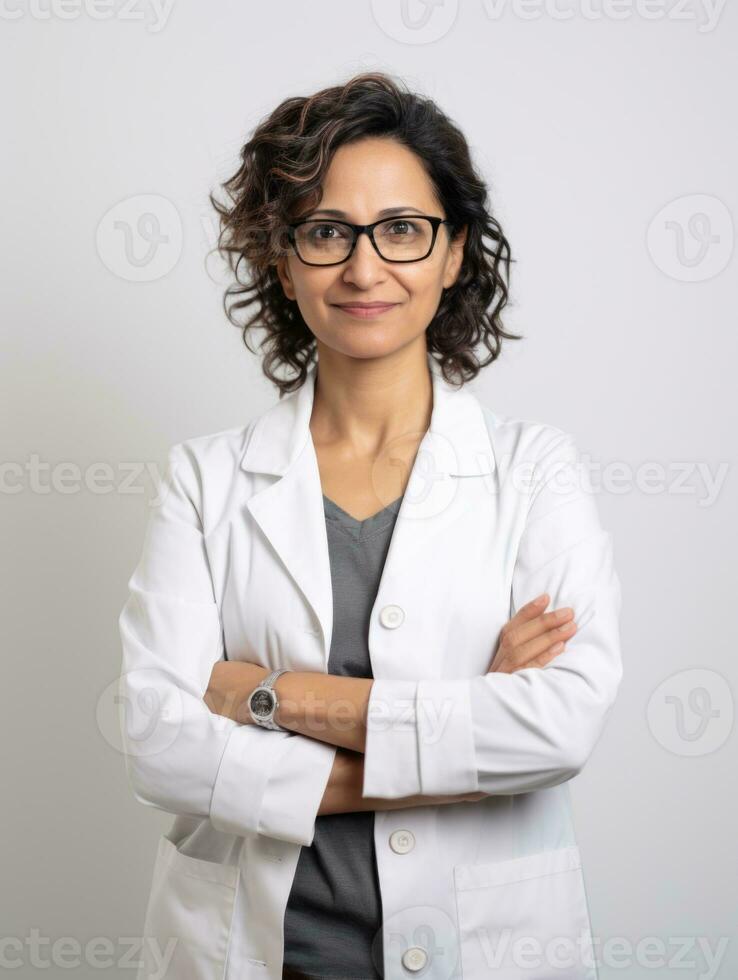 AI generated Professional pharmacist in white background photo