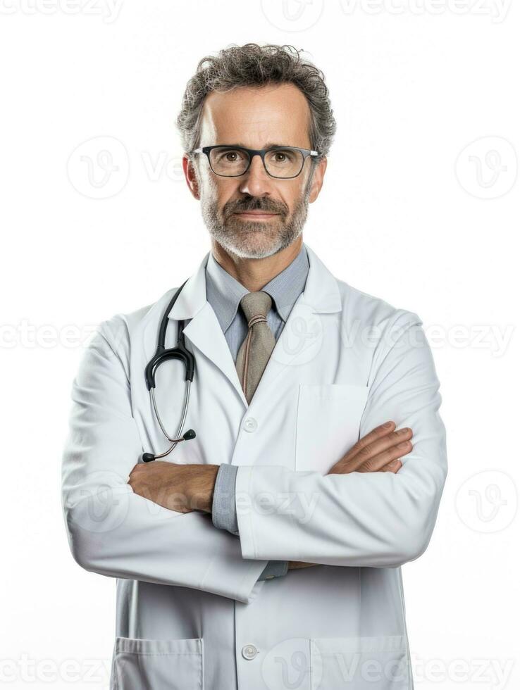 AI generated Professional pharmacist in white background photo