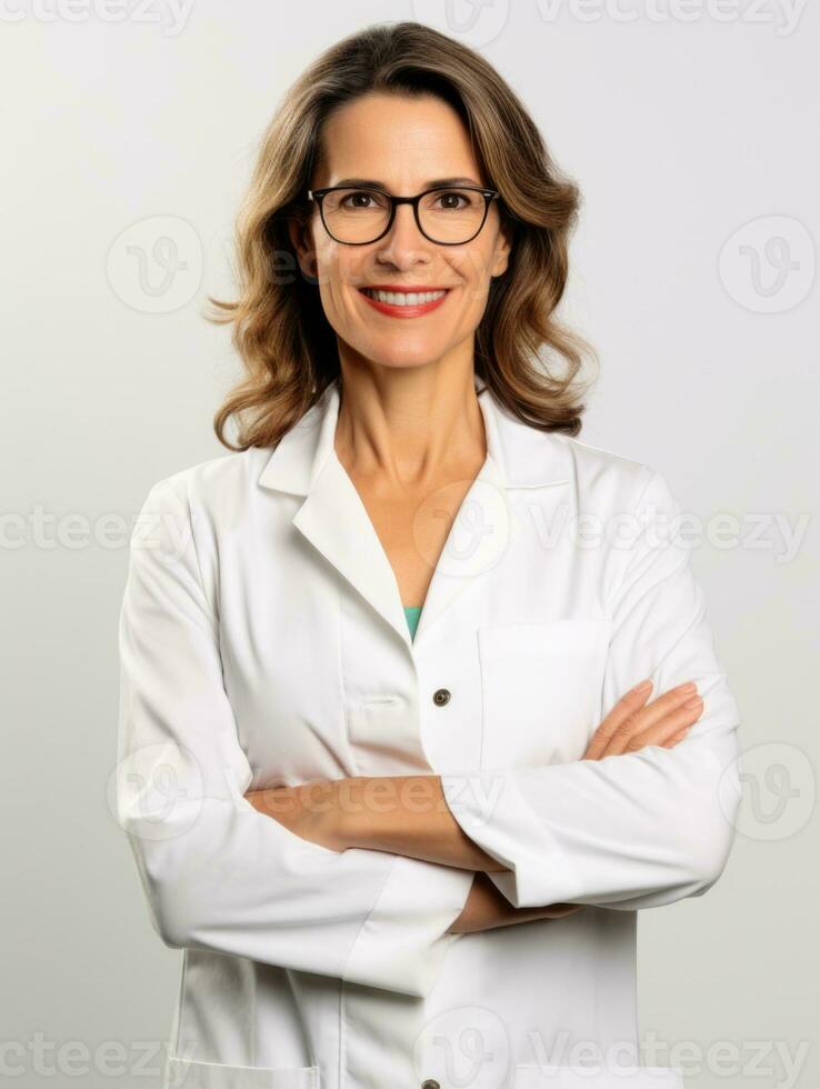 AI generated Professional pharmacist in white background photo