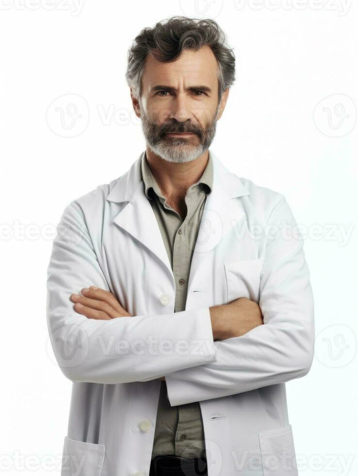 AI generated Professional pharmacist in white background photo