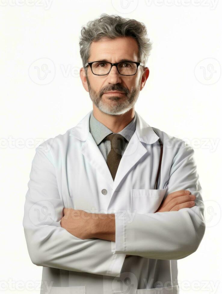 AI generated Professional pharmacist in white background photo