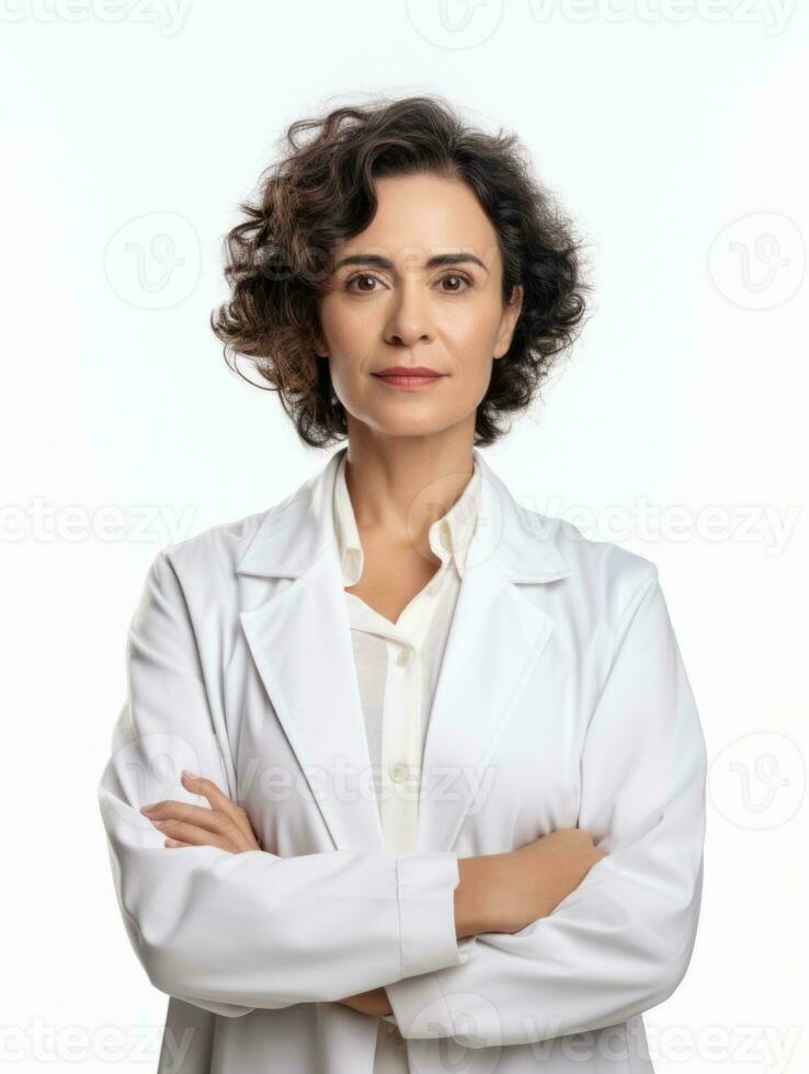 AI generated Professional pharmacist in white background photo