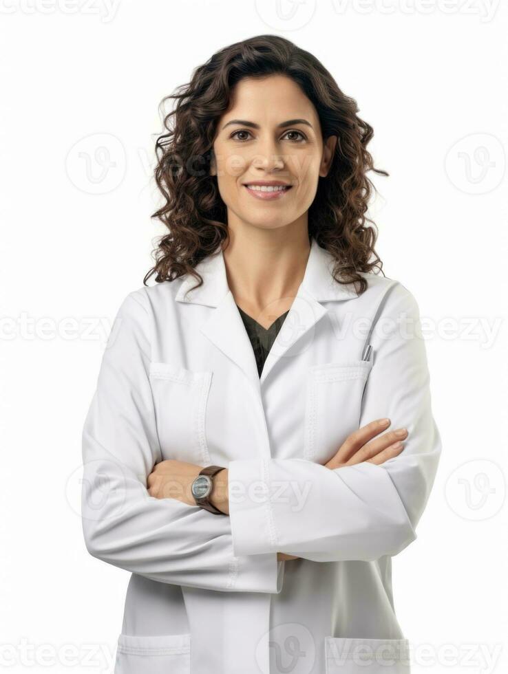 AI generated Professional pharmacist in white background photo