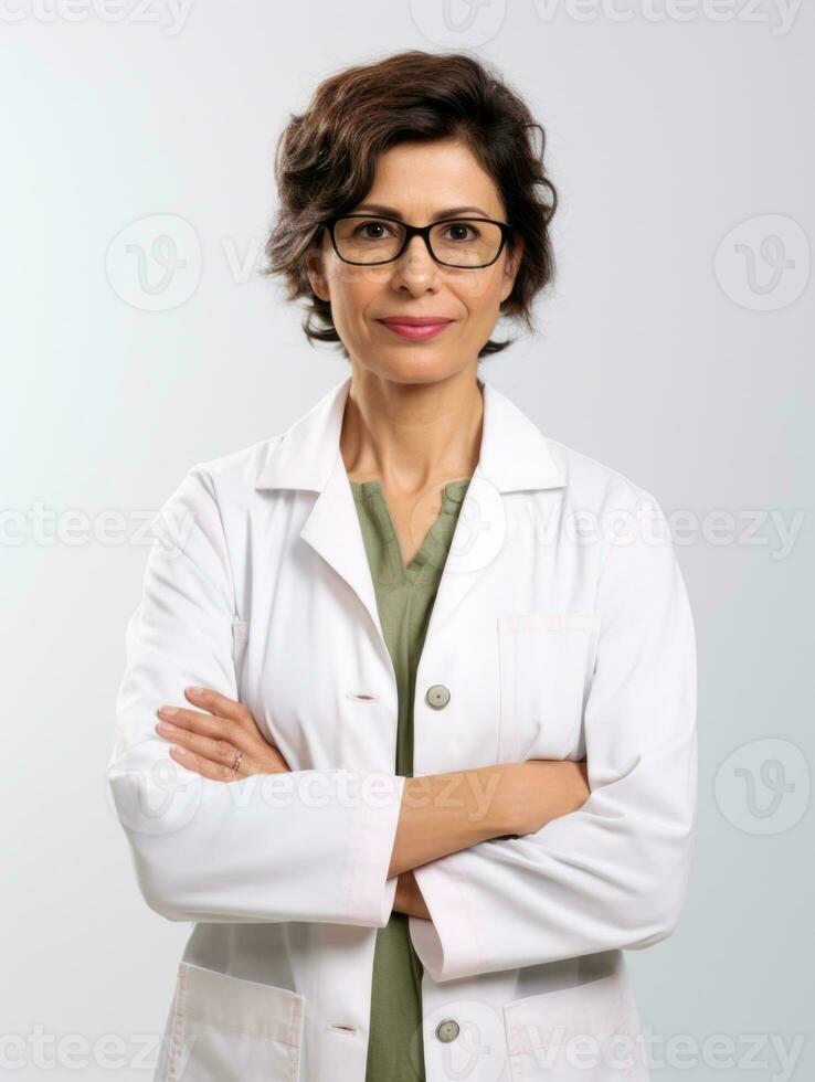 AI generated Professional pharmacist in white background photo