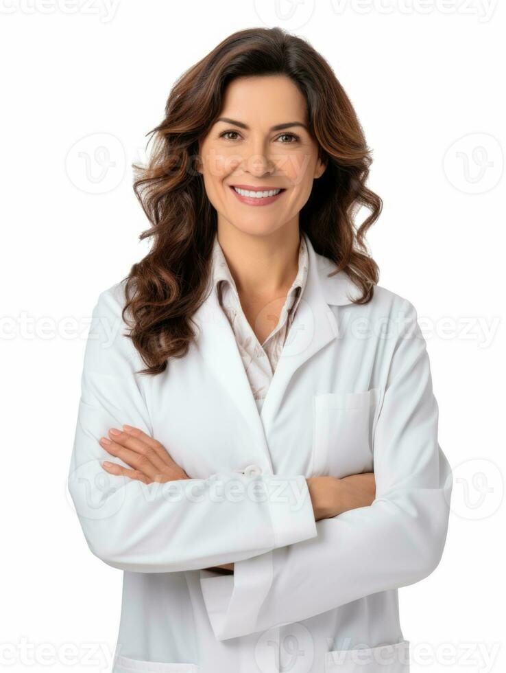 AI generated Professional pharmacist in white background photo