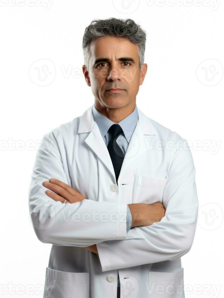 AI generated Professional pharmacist in white background photo