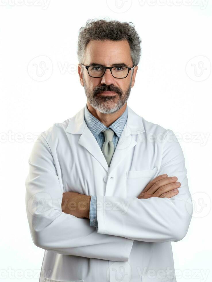 AI generated Professional pharmacist in white background photo