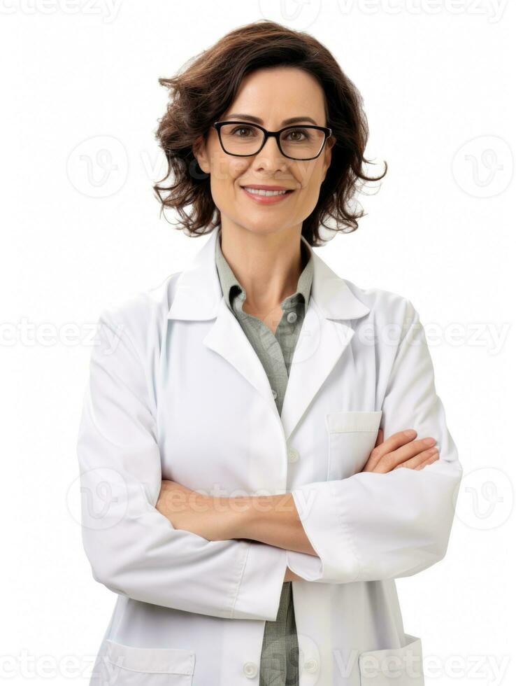 AI generated Professional pharmacist in white background photo