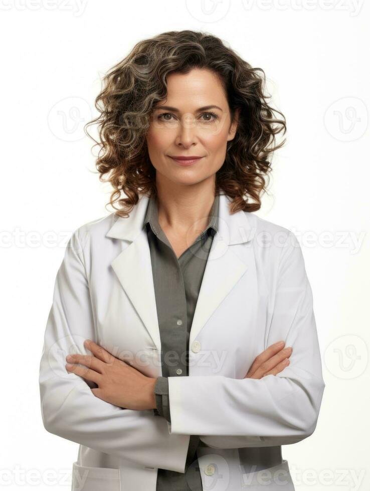 AI generated Professional pharmacist in white background photo