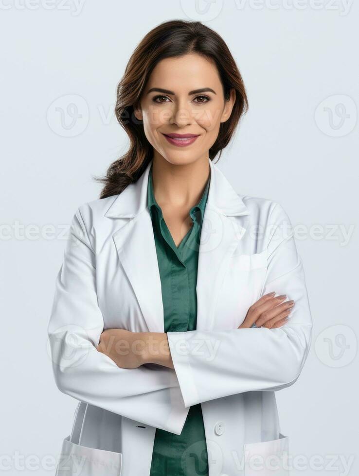 AI generated Professional pharmacist in white background photo