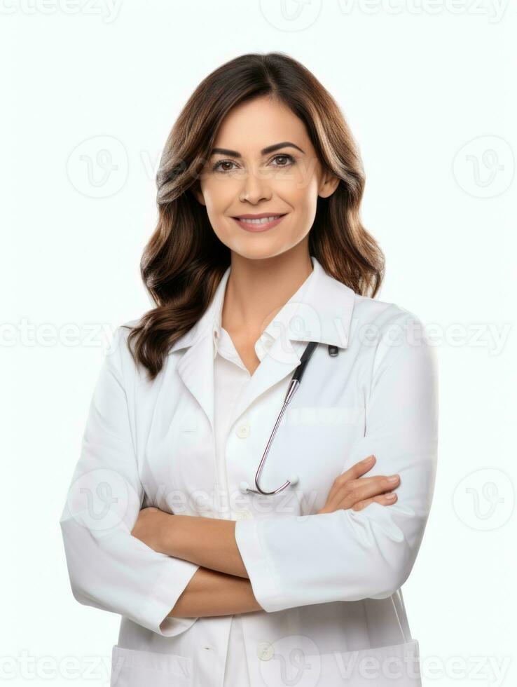AI generated Professional pharmacist in white background photo