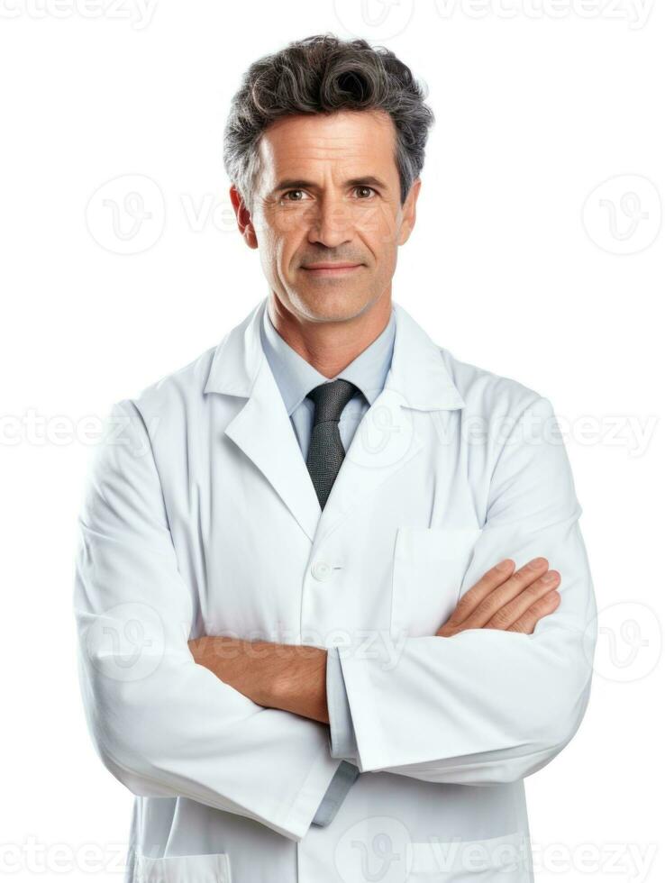 AI generated Professional pharmacist in white background photo