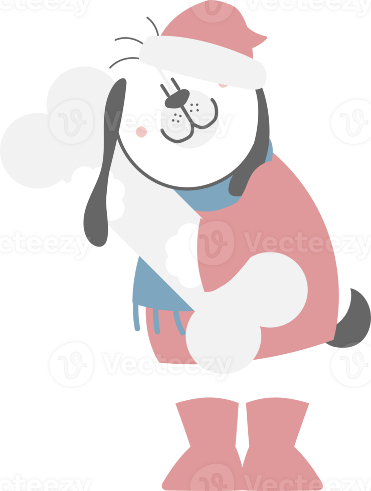 happy valentine's day with dog hugging bone, love concept, flat png transparent element character design