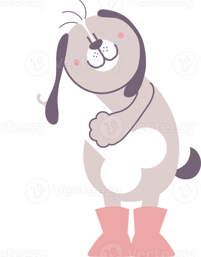 happy valentine's day with dog hugging bone, love concept, flat png transparent element character design