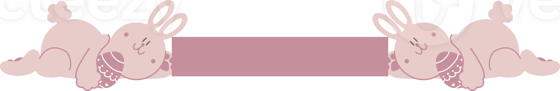 happy easter with bunny rabbit and heart with blank sign banner text box, flat png transparent element character design