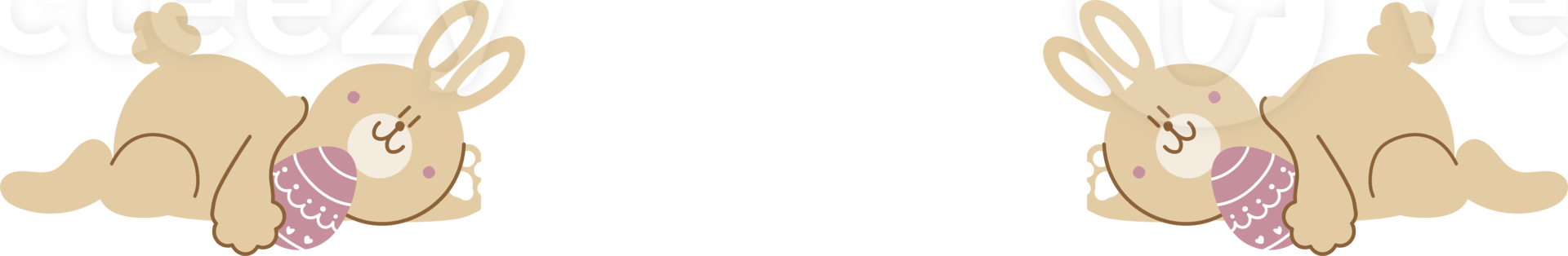 happy easter with bunny rabbit and easter egg with blank sign banner text box, flat png transparent element character design