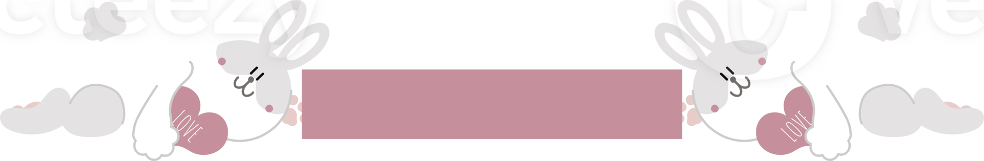 happy easter with bunny rabbit and heart with blank sign banner text box, flat png transparent element character design