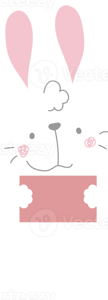 happy easter with bunny rabbit with blank sign banner text box, flat png transparent element character design