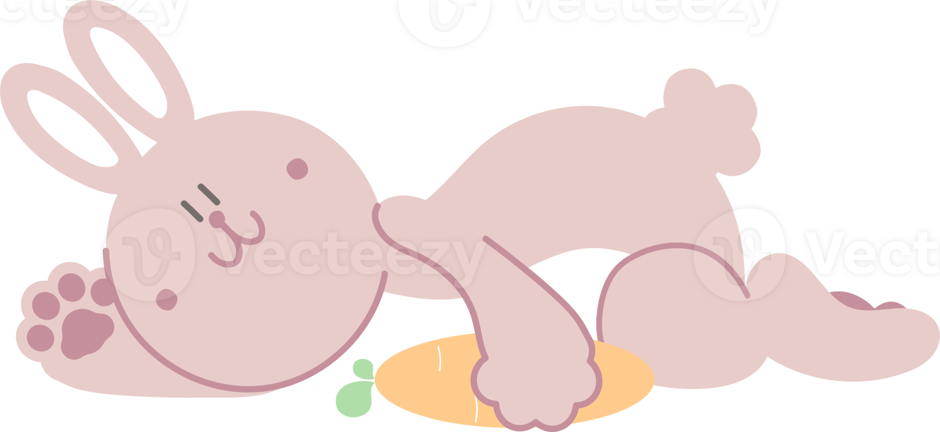 happy easter with bunny rabbit and carrot, flat png transparent element character design