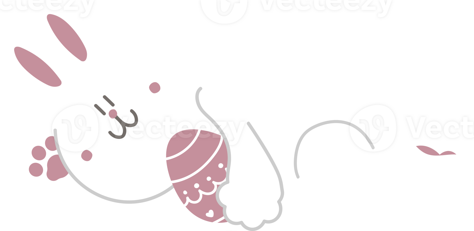 happy easter with bunny rabbit and egg, flat png transparent element character design