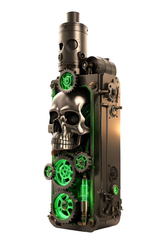 AI generated Pave Skull Steampunk Style PNG Transparent Background