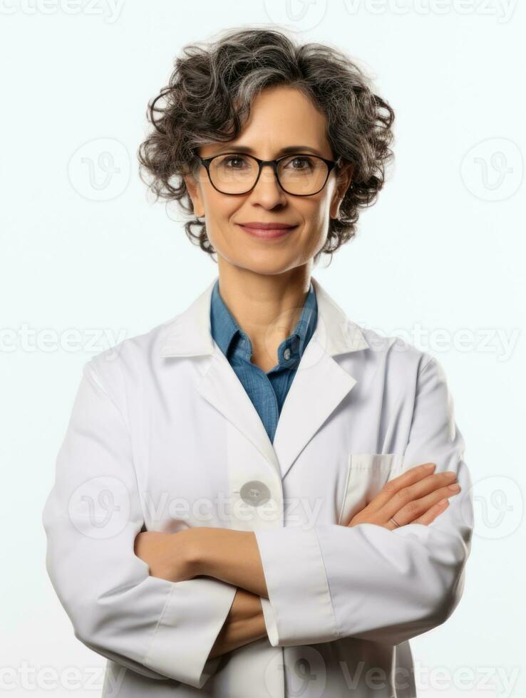 AI generated Professional pharmacist in white background photo