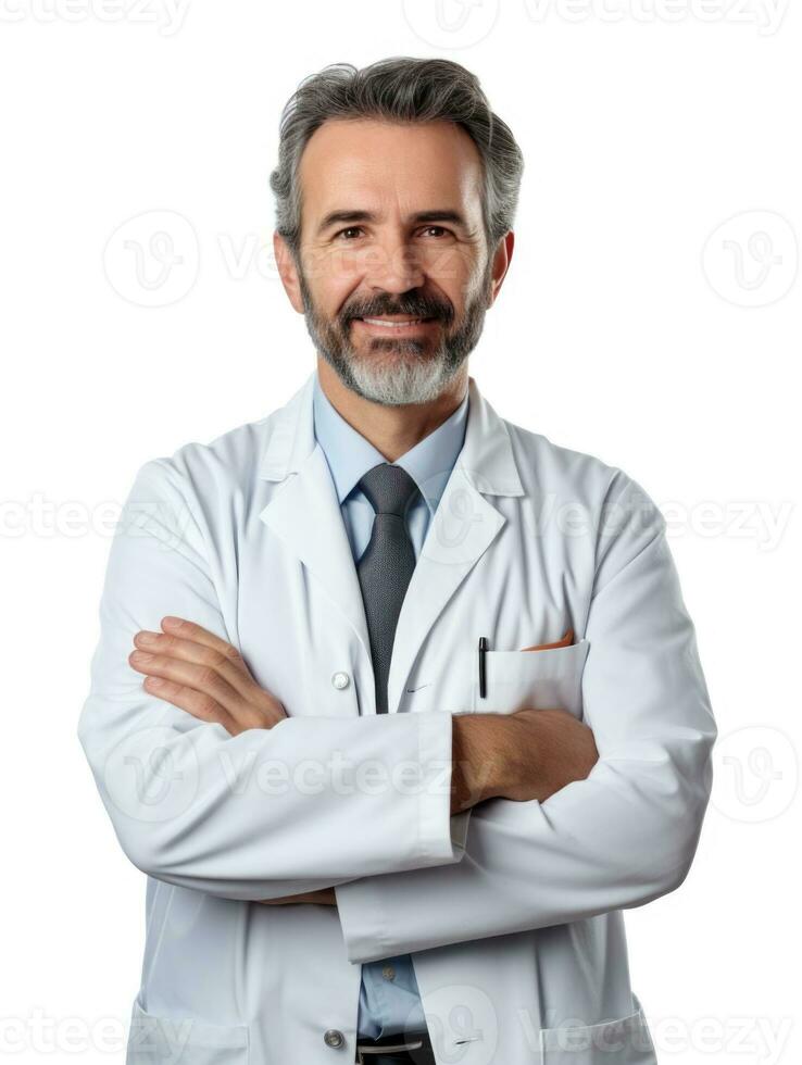 AI generated Professional pharmacist in white background photo