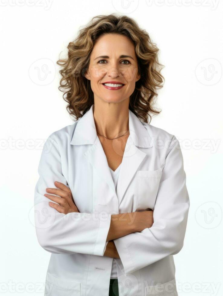 AI generated Professional pharmacist in white background photo