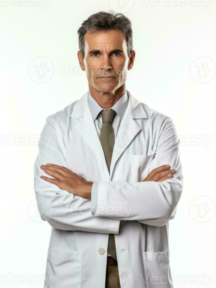 AI generated Professional pharmacist in white background photo