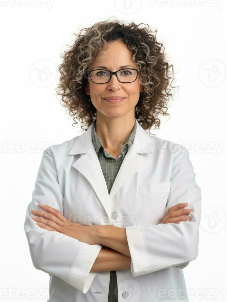 AI generated Professional pharmacist in white background photo