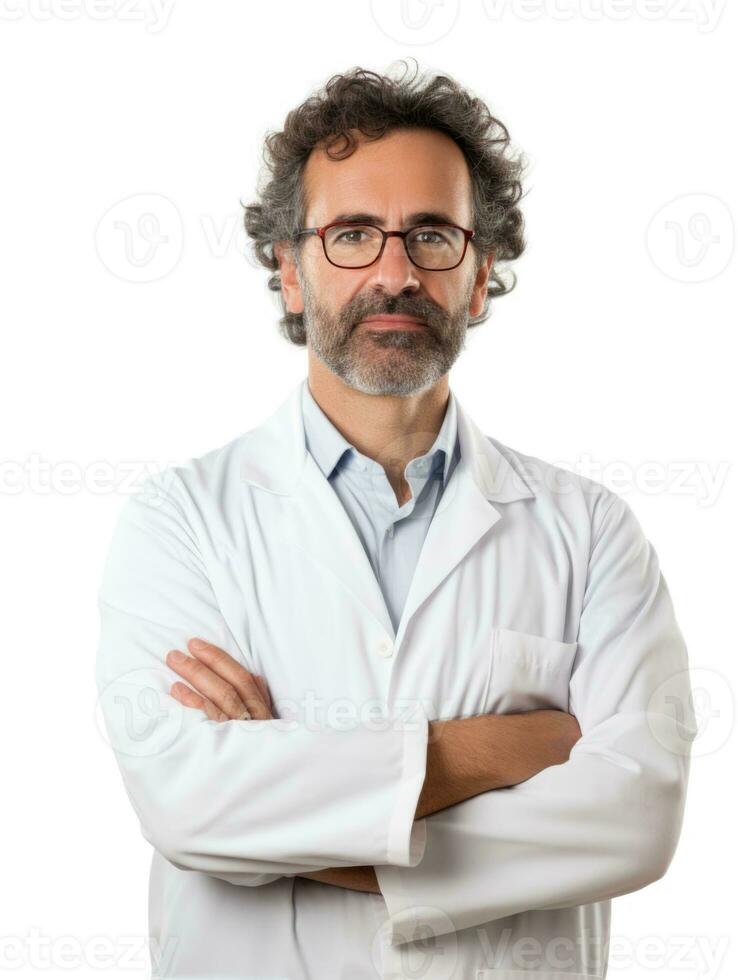 AI generated Professional pharmacist in white background photo