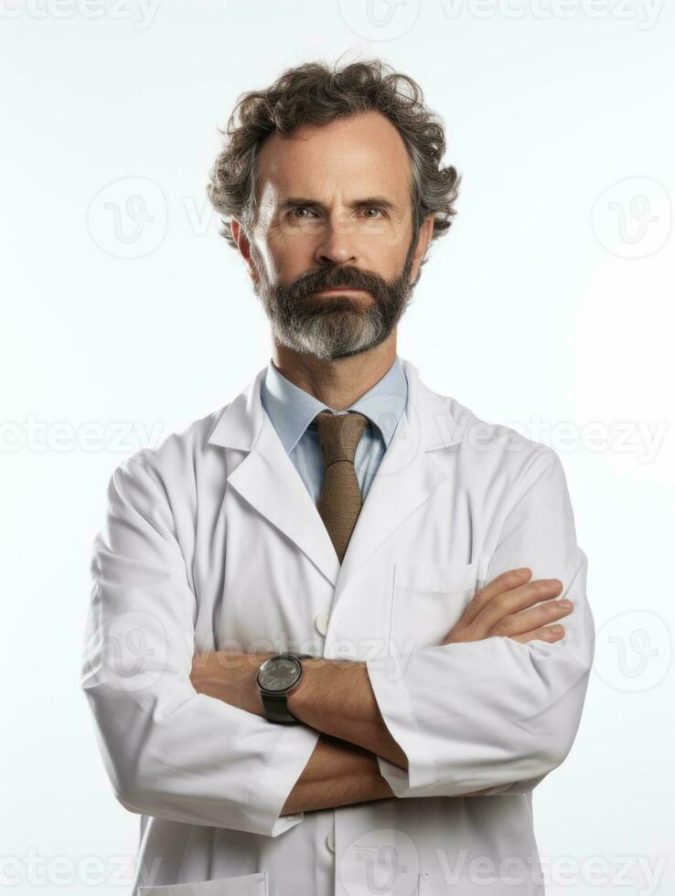 AI generated Professional pharmacist in white background photo