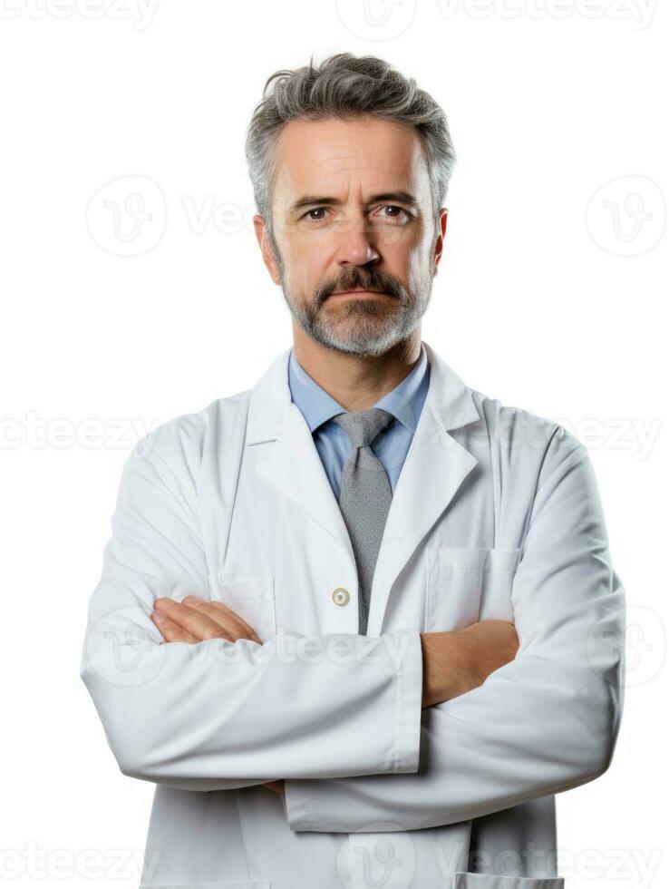 AI generated Professional pharmacist in white background photo