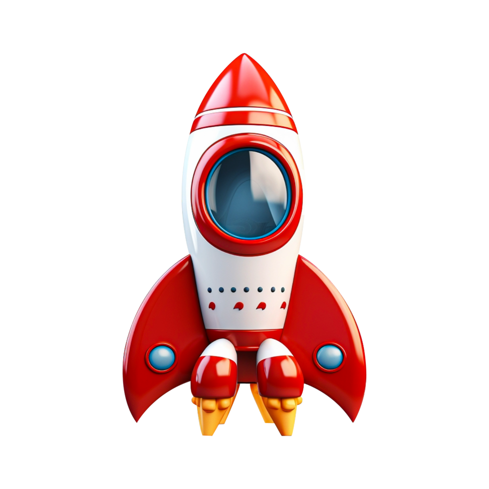 AI generated 3d rocket isolated on white on isolated transparent background png. Generated with AI png