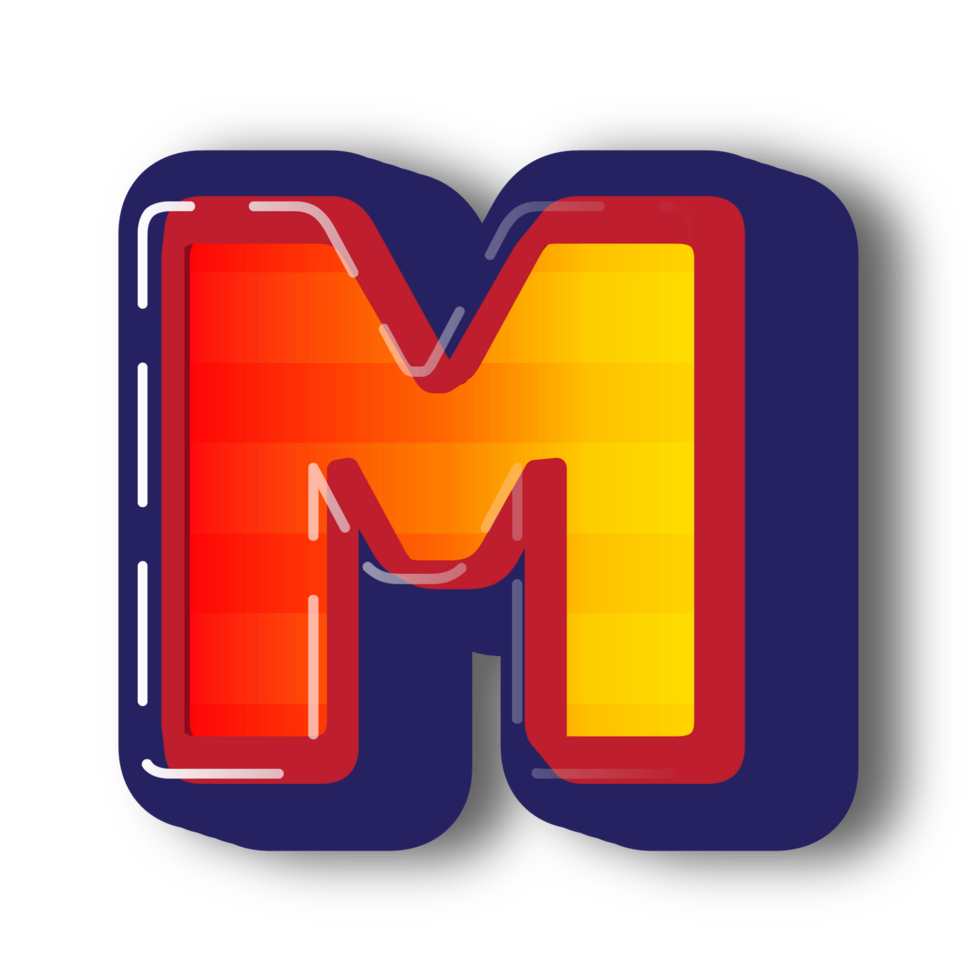 3D M Alphabet Letter Effect png