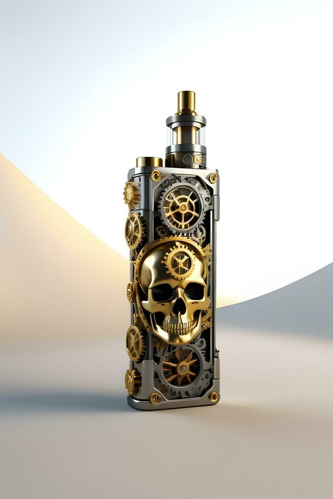 AI generated Vape Skull Steampunk style Illustration photo