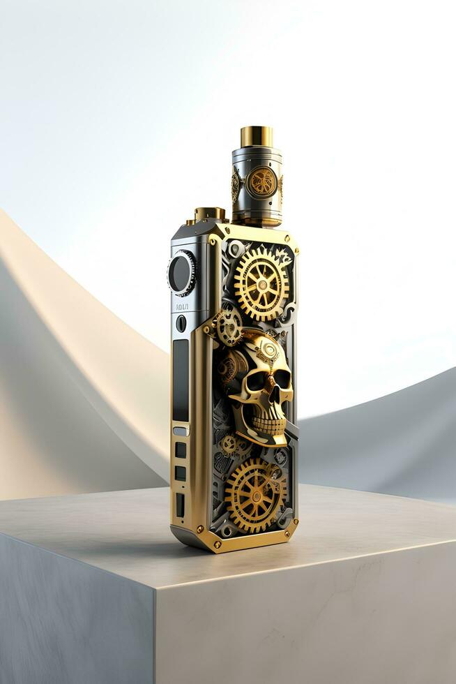 AI generated Vape Skull Steampunk style Illustration photo