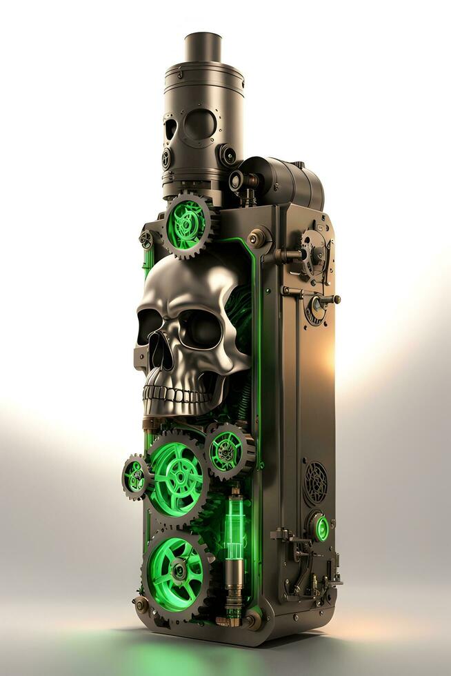 AI generated Vape Skull Steampunk style Illustration photo