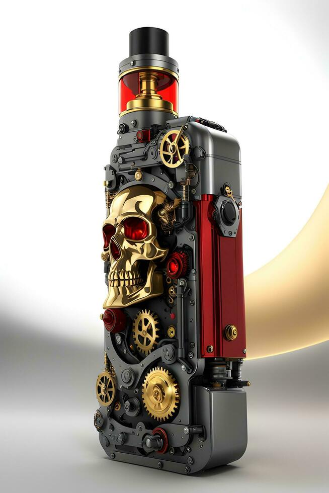 AI generated Vape Skull Steampunk style Illustration photo