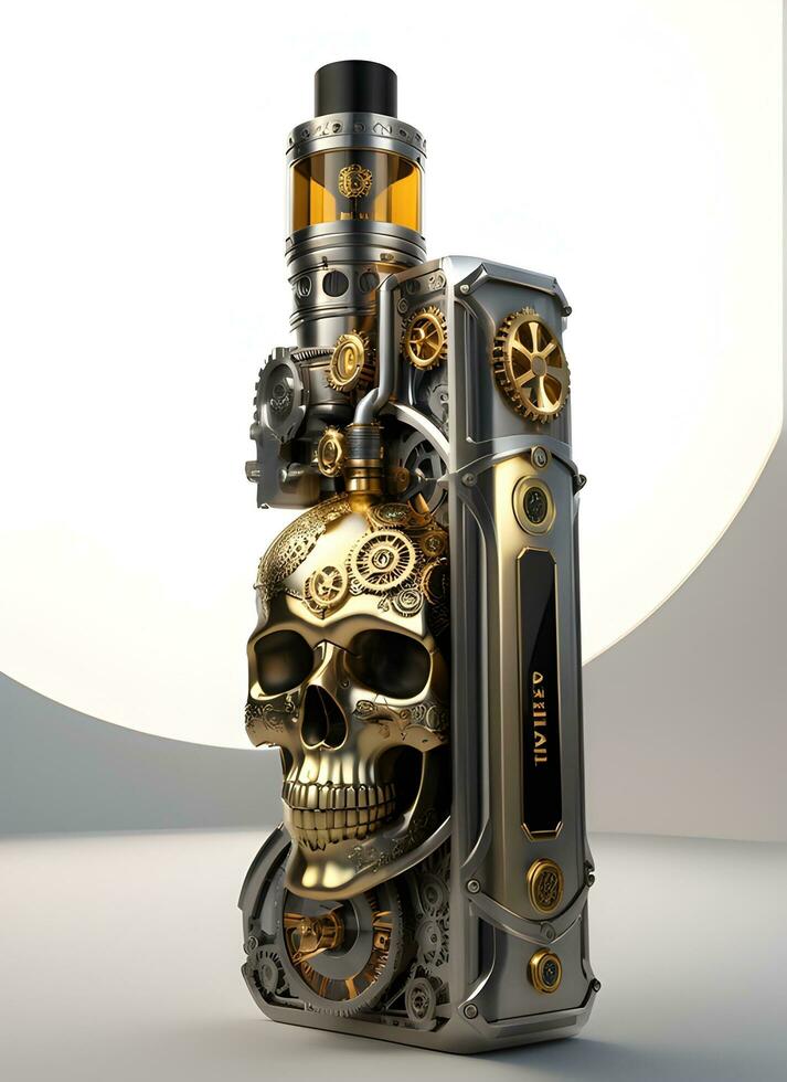 AI generated Vape Skull Steampunk style Illustration photo