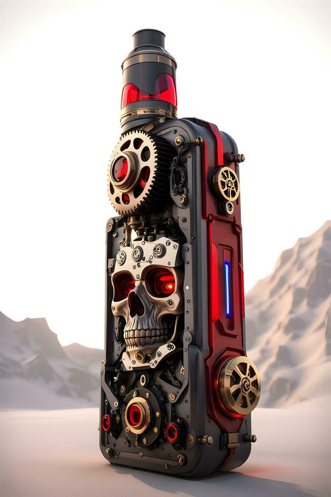 AI generated Vape Skull Steampunk style Illustration photo