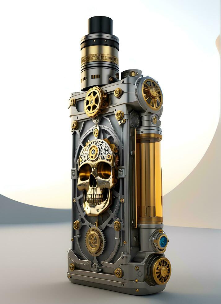 AI generated Vape Skull Steampunk style Illustration photo
