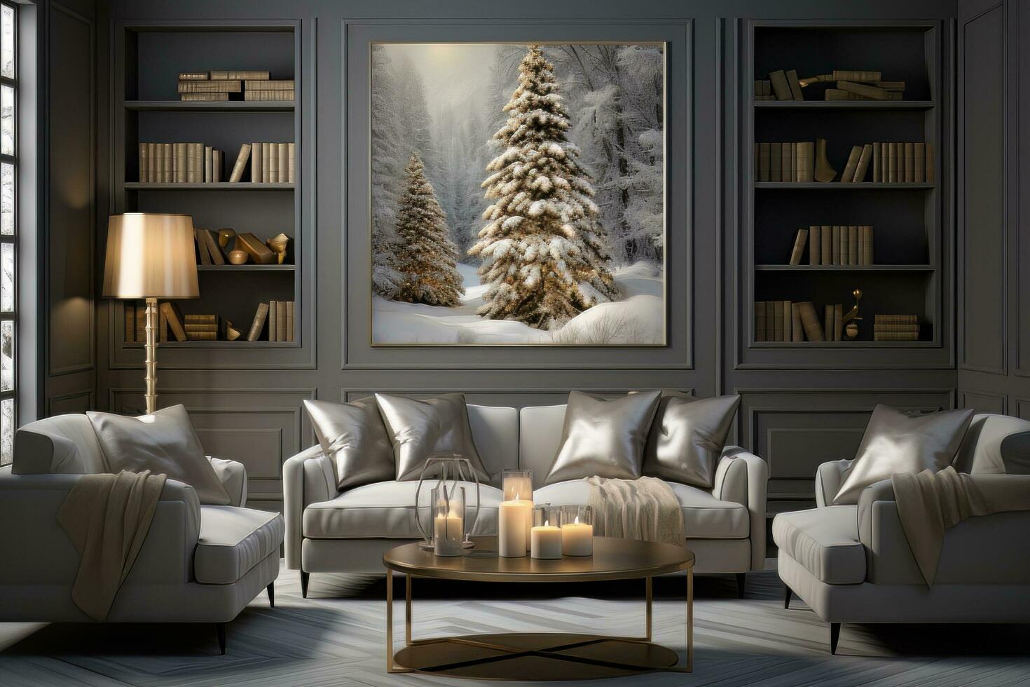 AI generated Christmas living room furniture set photo