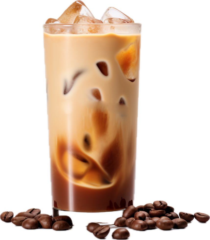 AI generated ice coffee in a tall glass with ice png