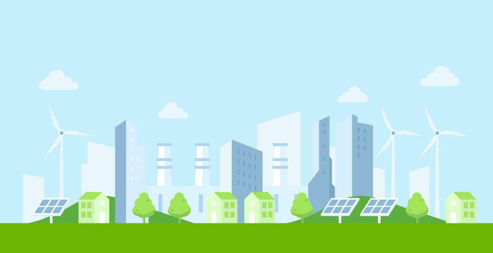 Green city cityscape background illustration vector