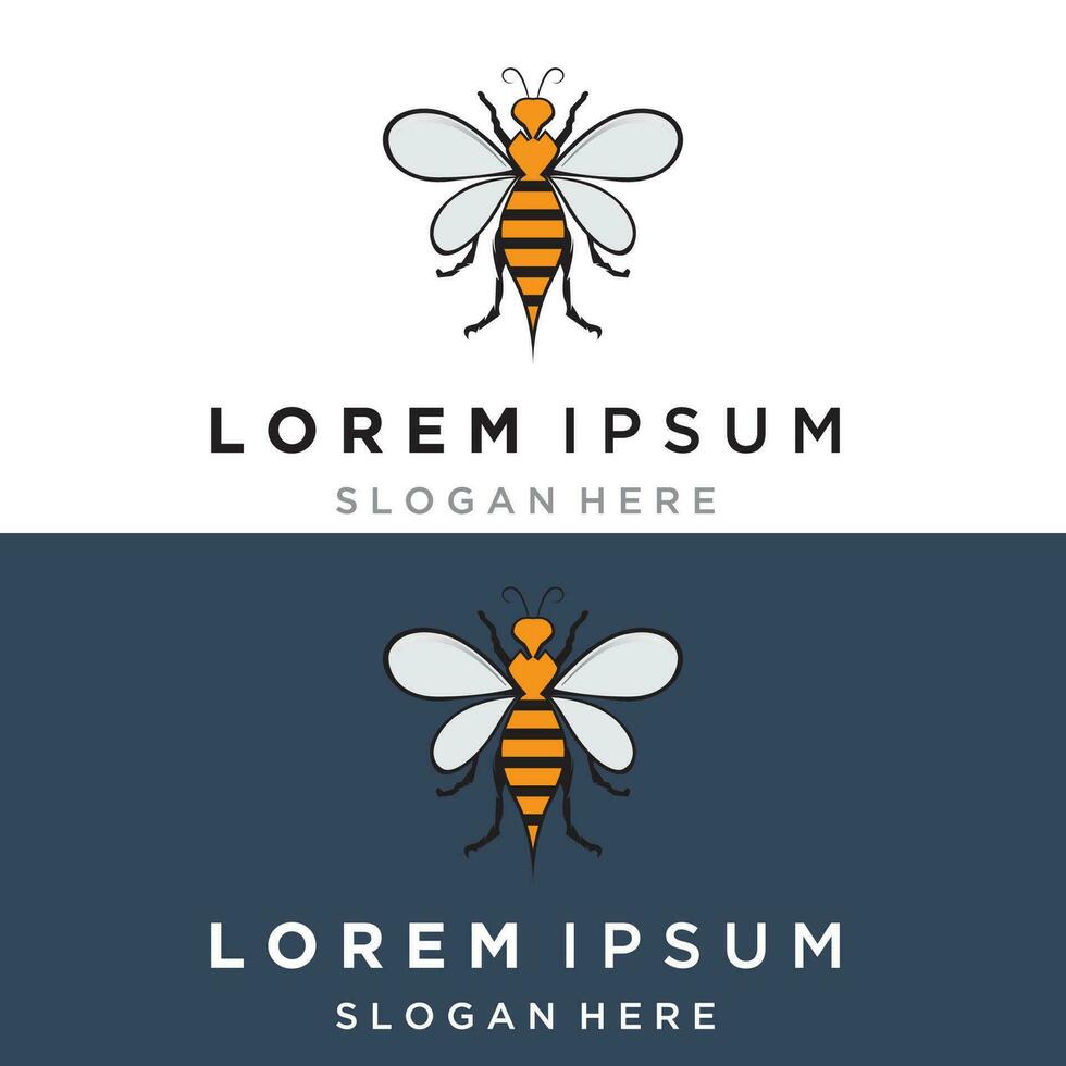 Bee honey with honeycomb modern logo vector illustration design