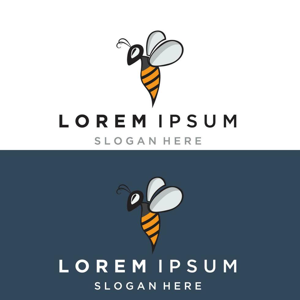Bee honey with honeycomb modern logo vector illustration design