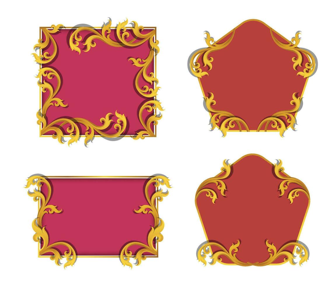 Decorative Thai traditional art frame. Elegant vector element Eastern style, place for text. Golden outline floral border. Lace illustration for invitations and greeting cards.