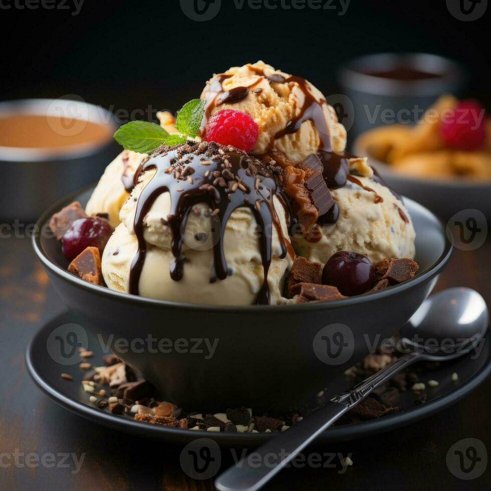 AI generated Sundae Sensation Realistic Photo Ice Cream on Sticks Generative AI